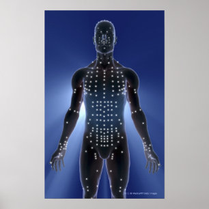 Affiche Carte lumineuse des points d'acupuncture