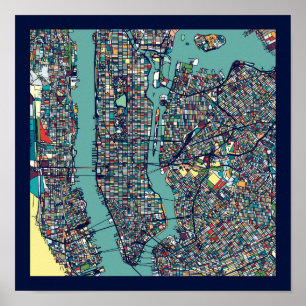 Affiche Carte Manhattan New York