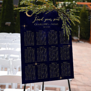 Affiche Carte Mariage de la lune d'or céleste de minuit