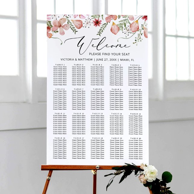 Affiche Carte Mariage de la végétation florale mignonne (Créateur téléchargé)