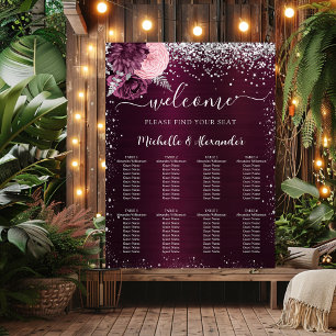 Affiche Carte mariage des fleurs argentées de Bourgogne