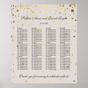 Affiche Carte Mariage moderne Elegant Gold Confetti