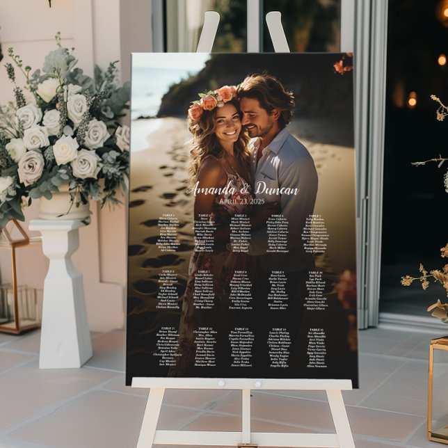 Affiche Carte mariage photo élégante 15 tables (Créateur téléchargé)