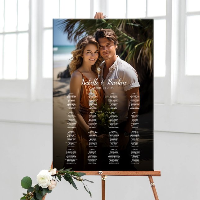 Affiche Carte mariage photo élégante 16 tables (Créateur téléchargé)