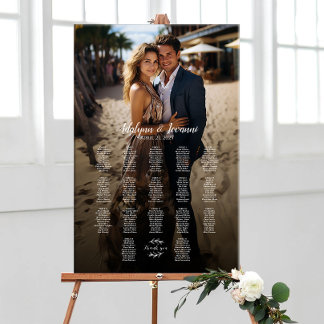 Affiche Carte mariage photo élégante 17 tables