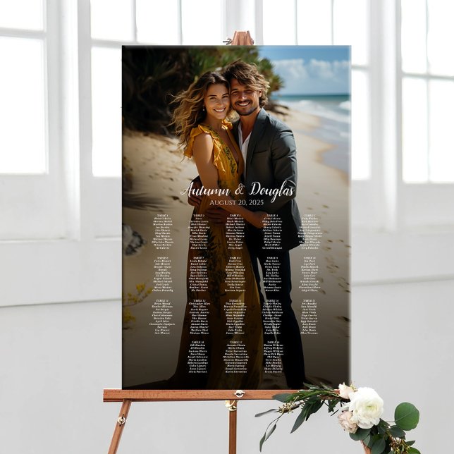 Affiche Carte mariage photo élégante 18 tables (Créateur téléchargé)