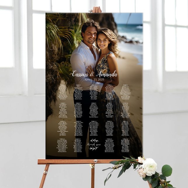 Affiche Carte mariage photo élégante 19 tables (Créateur téléchargé)