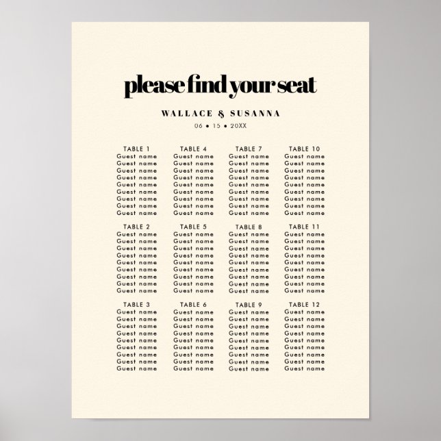 Affiche Carte mariage simple, élégante et chic (Devant)