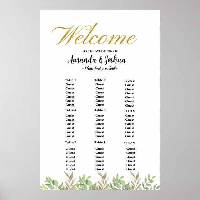 Affiche Carte mariage simple Eucalyptus (Devant)