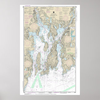 Affiche Carte marine de la baie Narragansett 13221