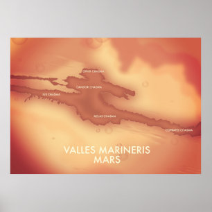 Affiche Carte Mars de Valles marineris