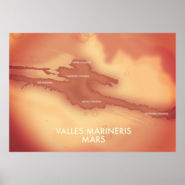 Affiche Carte Mars de Valles marineris (Devant)