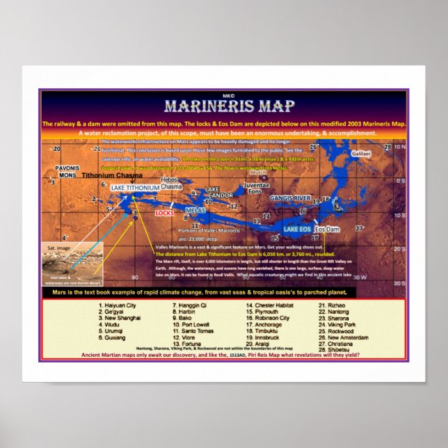 Affiche Carte Mars Marineris (Devant)