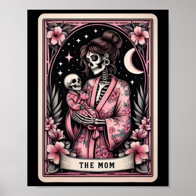 Affiche Carte mère Tarot Fête des mères Pink Skeleton Mama (Devant)