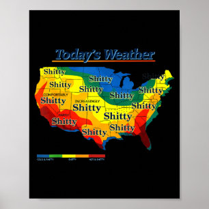 Affiche Carte météo drôle de parodie américaine des prévis