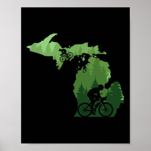 Affiche Carte Michigan Vélo Tout Terrain Cycliste VTT Mont