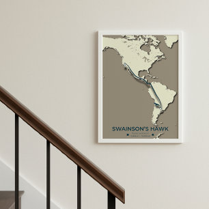 Affiche Carte migratoire de Swainson sur la faucille - Vin
