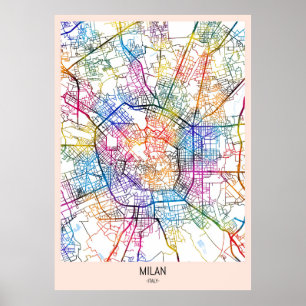 Affiche Carte Milan Italie