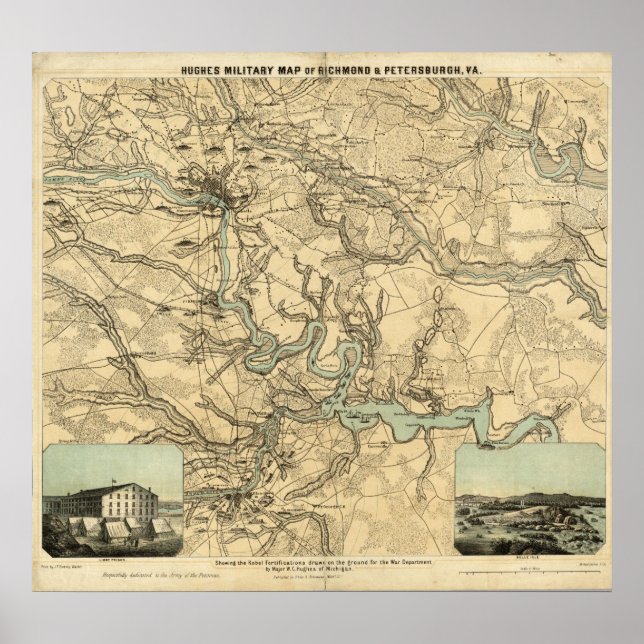 Affiche Carte militaire de Richmond et Petersburgh (Devant)