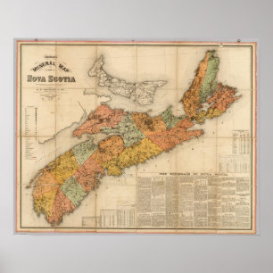 Affiche Carte minérale de l'église de la Nouvelle-Écosse