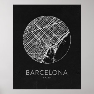 Affiche Carte minimaliste de Barcelone