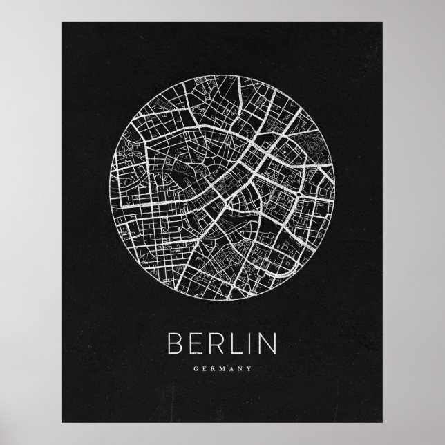 Affiche Carte minimaliste de Berlin (Devant)