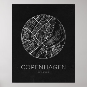 Affiche Carte minimaliste de Copenhague