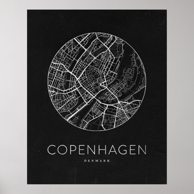 Affiche Carte minimaliste de Copenhague (Devant)