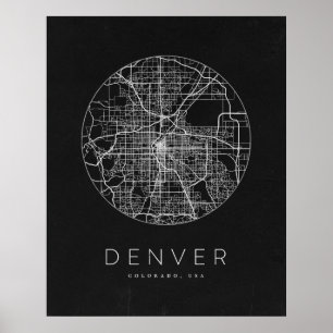 Affiche Carte minimaliste de la ville de Denver