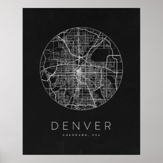 Affiche Carte minimaliste de la ville de Denver