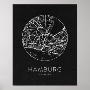 Affiche Carte minimaliste de la ville de Hambourg