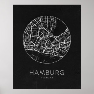 Affiche Carte minimaliste de la ville de Hambourg