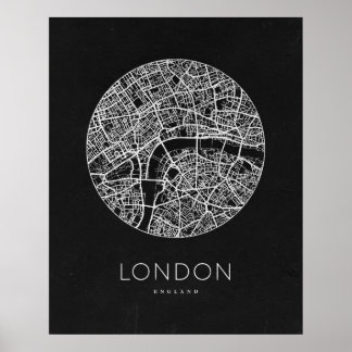 Affiche Carte minimaliste de Londres City