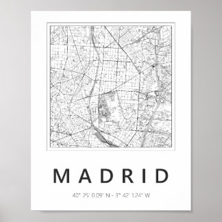 Affiche Carte minimaliste de Madrid