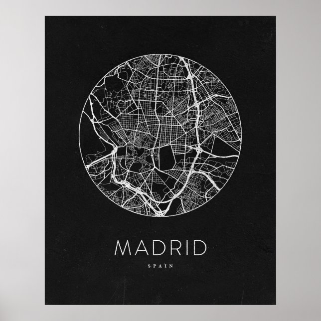 Affiche Carte minimaliste de Madrid (Devant)