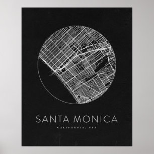 Affiche Carte minimaliste de Père Noël Monica City