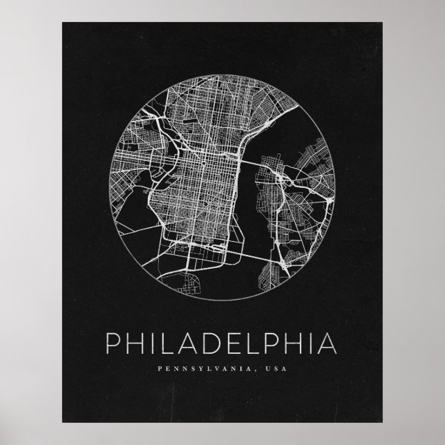 Affiche Carte minimaliste de Philadelphie (Devant)