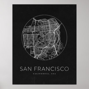 Affiche Carte minimaliste de San Francisco