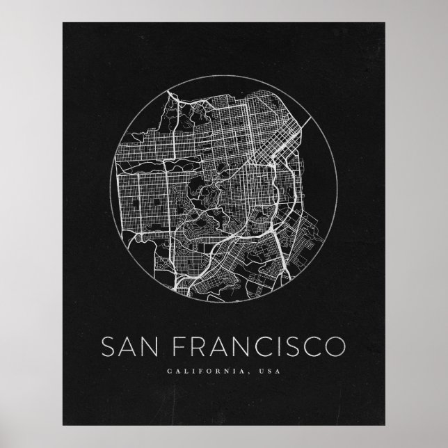 Affiche Carte minimaliste de San Francisco (Devant)