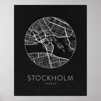 Affiche Carte minimaliste de Stockholm