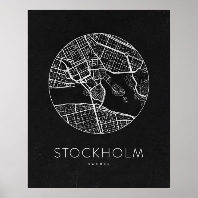 Affiche Carte minimaliste de Stockholm (Devant)