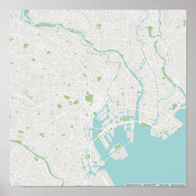 Affiche Carte minimaliste de Tokyo (Devant)