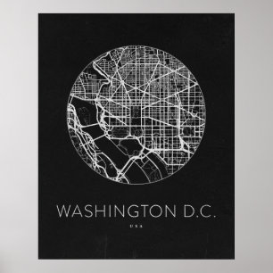 Affiche Carte minimaliste de Washington DC