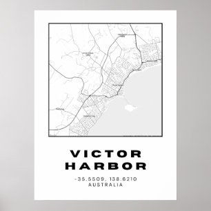Affiche Carte minimaliste du port Victor avec coordonnées