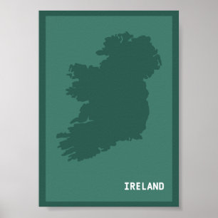 Affiche Carte Moderne De L'Irlande / Éire   Irish Emerald 