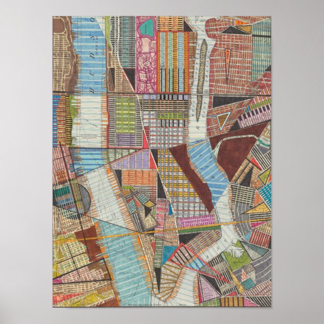 Affiche Carte moderne de New York II (Devant)