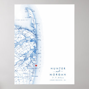 Affiche Carte moderne du Mariage de longue succursale Post