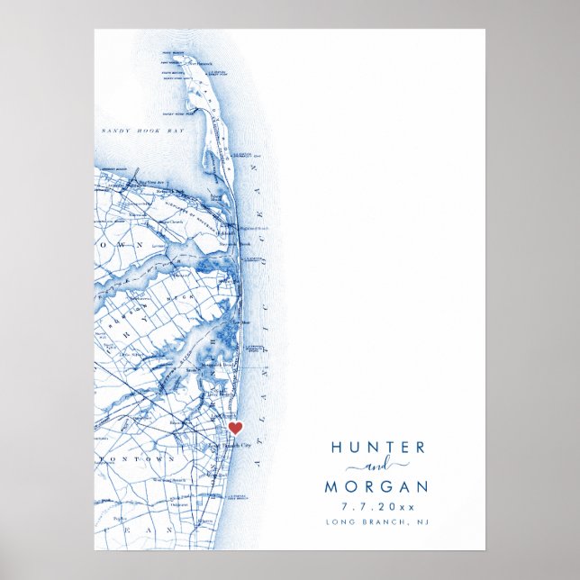 Affiche Carte moderne du Mariage de longue succursale Post (Devant)