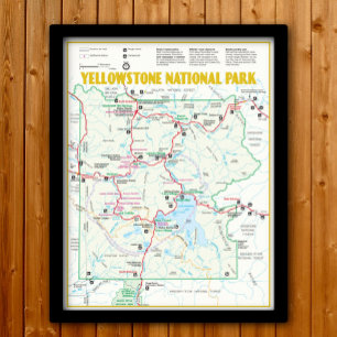 Affiche Carte moderne du parc national de Yellowstone