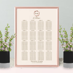 Affiche Carte Monogramme Mariage de siège Panneau en mouss